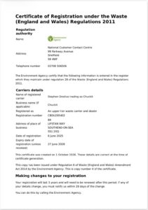 Chuckit are a fully licensed waste carrier in Southend and London